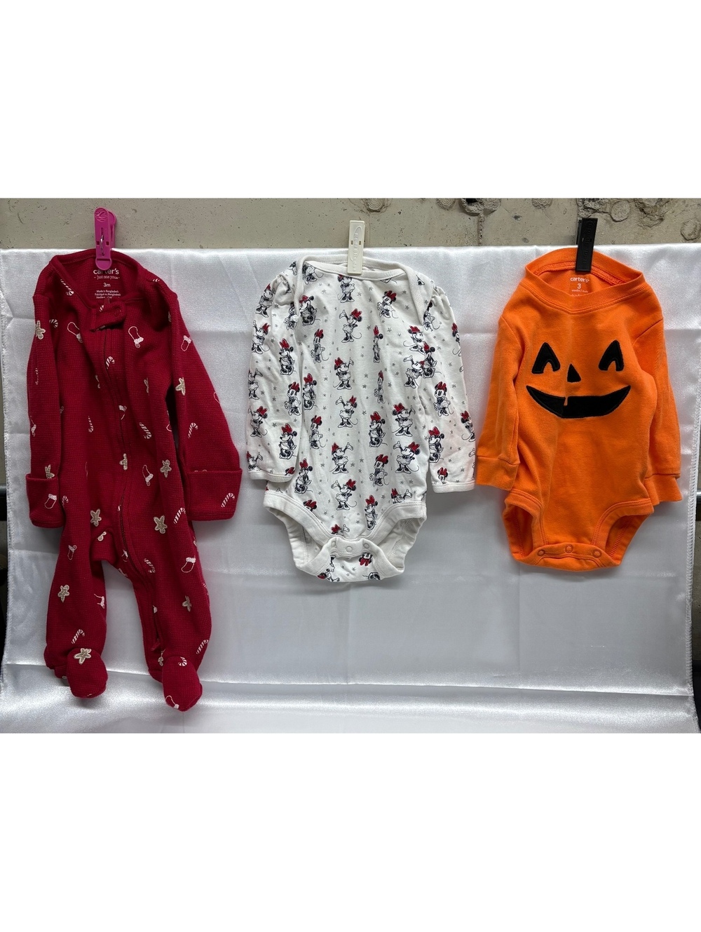 Carter’s Baby Gap Disney Baby Girl’s Holiday Romper PJ Bundle Lot Of 3 Size 3M